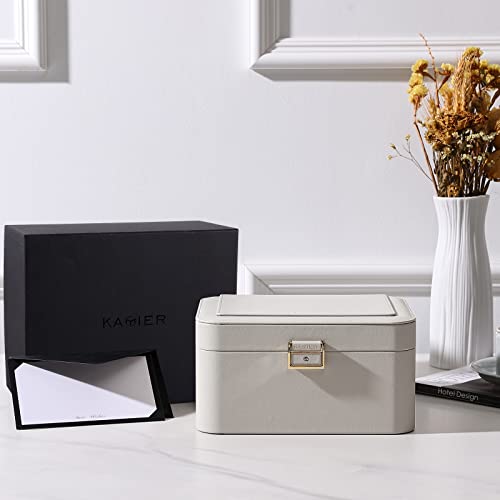 Kamier KM-1001 Jewelry Box, 2 Layers Pu Leather Jewelry Organizer Box, Large Capacity, Double Lock And Large Mirror thumb #3