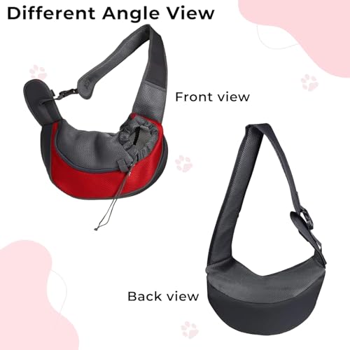 Image of Kraptick Pet Sling Carrier, Pet Carrier Bag for Shitzu Puppy, Cat, Rabbit with Comfortable Adjustable Pouch Single Shoulder Carry Tote Handbag for Pets (Large, Red)
