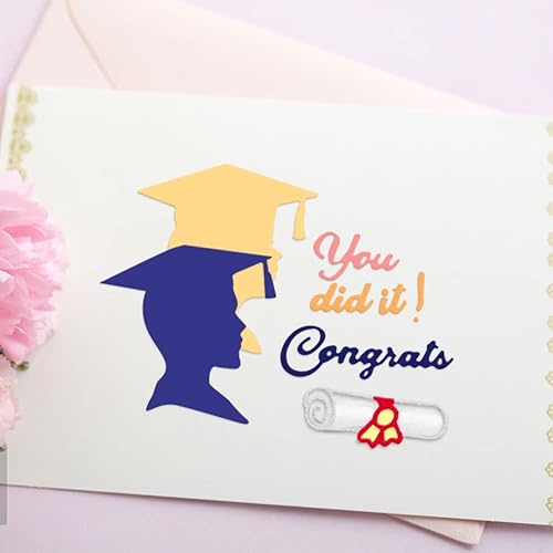 Miniatura 4 de Troqueles de palabras de graduación para hacer tarjetas, troqueles de corte de medalla de graduado, certificado de graduación, plantillas de