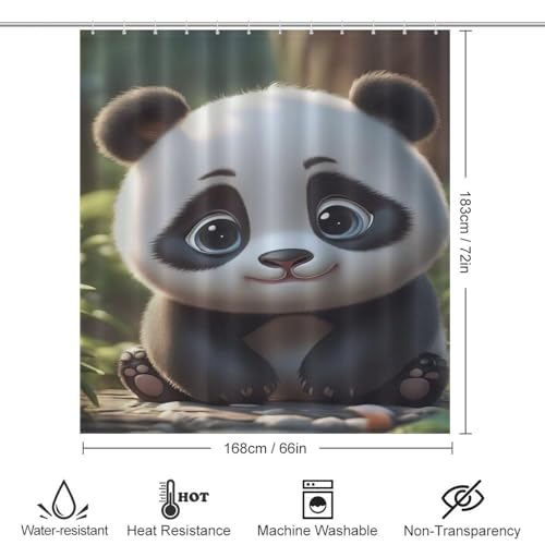 Rideau de douche panda impermeable anti eclaboussures pour baignoire propre - 4