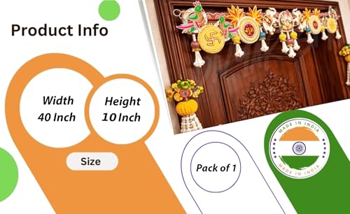 Image of Divyakosh Handcrafted Designer Toran for Main Door | Premium Ganesh Shubh-Labh Elephant Door Hanging | Festive Diwali Pooja Home Decor Bandhanwar - 40 Inch