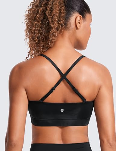 Image of CRZ YOGA Butterluxe Thin Strap Sports Bra | Light Support, Removable Pads, Yoga, Extremely Soft, Square Neck, Adjustable Back, for Women
