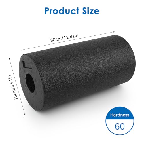 Rouleau de Massage, 30 x 15 cm Professionnel Foam Roller Pilates, Rouleau Massage Musculaire en Mousse, Rouleau de Fascia pour le Dos, la Taille, les Hanches et les Jambes (Dureté Moyenne, Noir) – Image 3