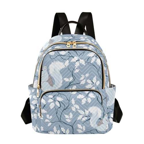 Mochila casual William Morris de 12.5 pulgadas con estampado de ardilla azul para mujer