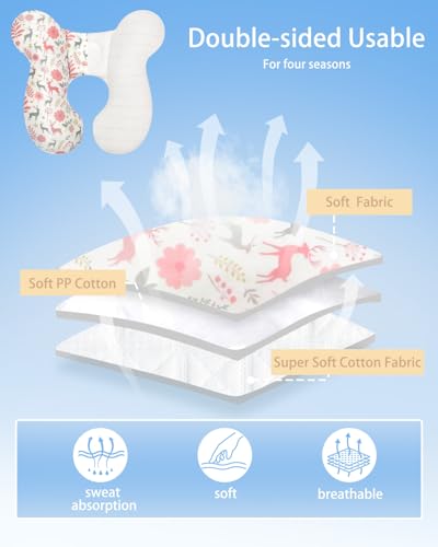 Image of KAKIBLIN Baby Travel Pillow, Baby Neck Pillow for Car Seat, U-Shaped Head and Neck Support for Stroller Pushchair, Soft Cooling Breathable Infant Head Pillow for Newborn Toddler