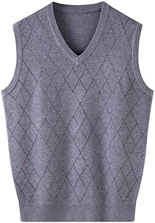UXZDX V-Neck Autumn and Winter Men’s Knitted Vest Vest Middle-Aged Dad Waistcoat Plus Fat Plus Size (Color : A, Size : 6XL Code)