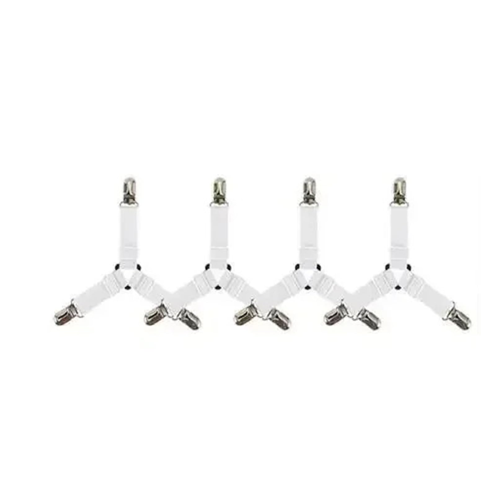 Rjgfdsapo White 4Pcs Bed Sheet Grippers, Universal Bed Sheet Grippers Clips Mattress Straps 4/8 Pcs Black White