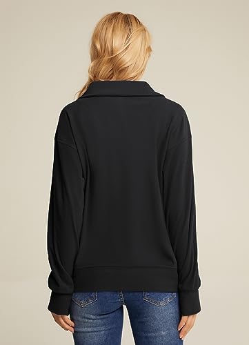 Maacie Maternity Sweatshirts Lapel Half Zip Thermal Fleece Pullover with Thumbholes & Kangaroo Pocket4