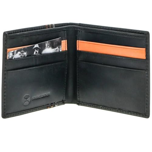 Image of HOOEY Ranger Men's Leather Bifold Wallet - Black Genuine Leather, Embroidered Western Design, 6 Card Slots & Large Cash Pocket - Durable Everyday Wallet for Men