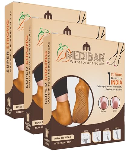 Image of Waterproof Rubber Socks, Anti Crack Gel Heel Ankle Length And Foot Protector Moisturizing Socks for Foot Care,Pain Relief for Men And Women,(Size-Small)(5-6)(Skin Brown) Pack of 1