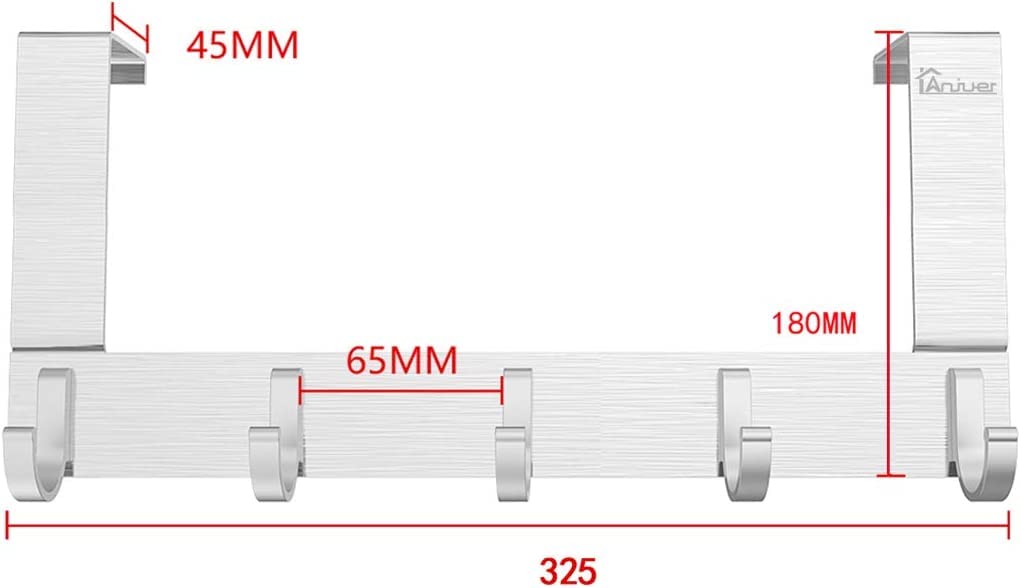 Multiusos 5 Ganci Porta Gancio Appendiabiti per Asciugamani, Chiavi, Cappelli, Accappatoi, Borse, Cappotti - Lega di Alluminio, Argento