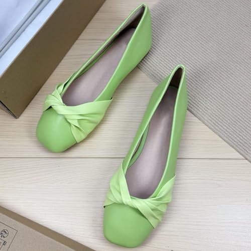WENJIAZHIZHI Women's Bow-Knot Square Toe Ballet Flats Slip-Ons Flats Elegant Wedding Dress Shoes Female Loafers2
