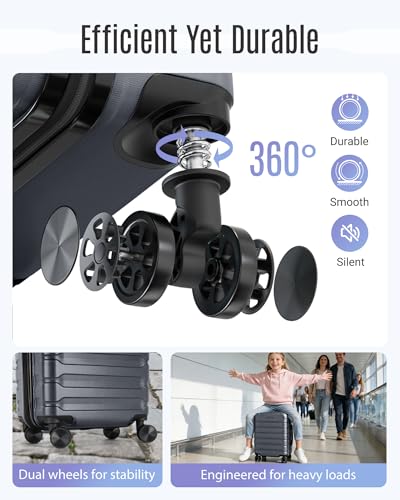 Image of LIGHT FLIGHT Carry On Luggage 22x14x9 Airline Approved, Expandable Carry On Suitcases with Wheels, Lightweight Luggage, Durable Hard Shell 20 Inch Rolling Suit Case for Men Women Travel, Gray