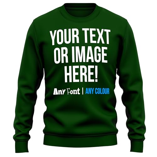 Purple Print House Mens Custom Sweatshirt Any Text Image Personalised Printed Workwear Uniform Company Logo Sweater Photo Jumper, M, Bottle