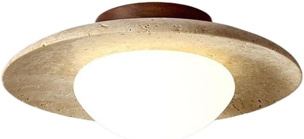 Naturalna marmurowa brązowa kamienna półwpuszczana lampa sufitowa, vintage półwieczna biała kula mleczna lampa w stylu vintage, nowoczesne oświetlenie farmy i korytarza