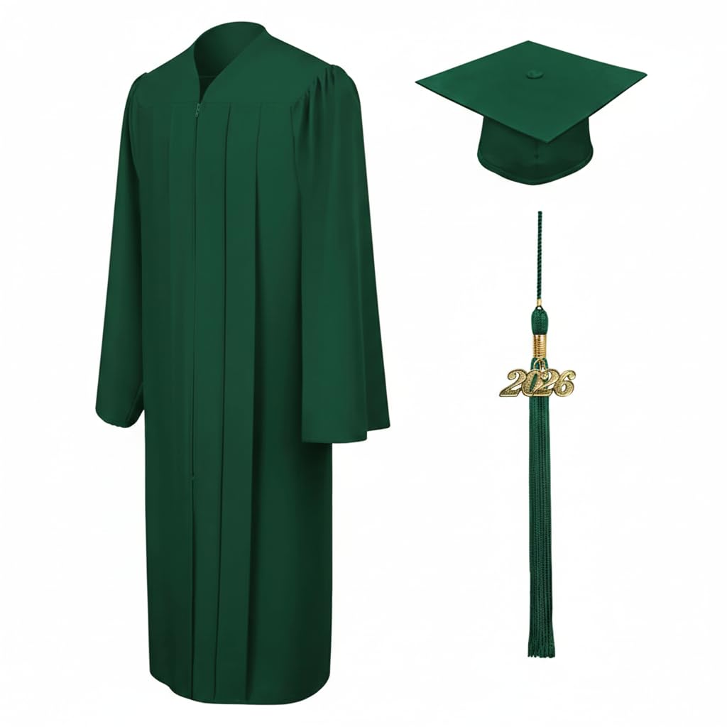 Photo 1 of CLERKMANS Hunter Cap & Gown & Tassel Package - High School Graduation Cap And Gown Set – Matte Fabric 57XL (6'0"-6'2")
