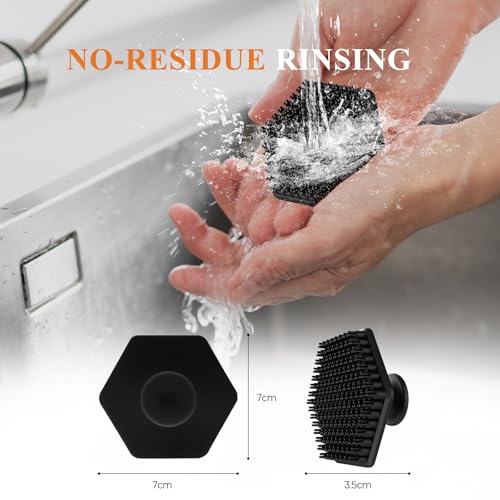 Image of VWMYQ Face Scrubber, Silicone Facial Brush for Men, Gentle Exfoliator Pad & Massager, Facial Cleansing /Wash Brush - Removes Dead & Dry Skin (Black, Hexagon)