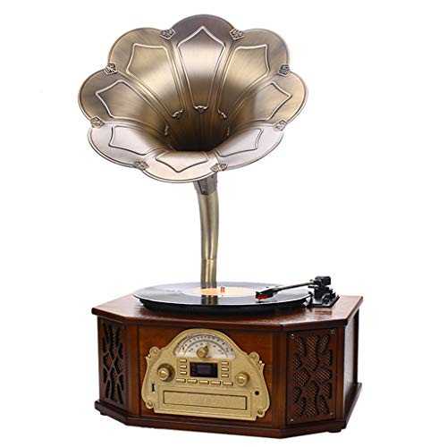 Record player Plattenspieler-Retro-Vinyl-Grammophon mit Stereolautsprechern, Wiedergabe über Bluetooth-Verbindung, UKW-Radio, CD/USB-Stromversorgung, PCA-Ausgang