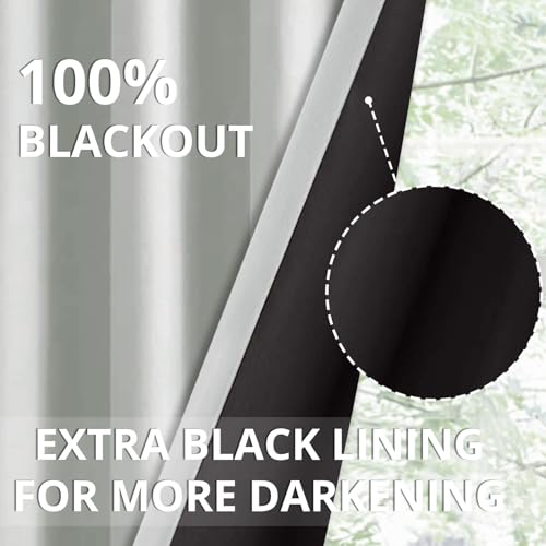 Image of Cloth Fusion 100% Blackout Door Curtains 9 Feet Long Set of 2 with Blackout Lining, Double Layer Room Darkening Parda with Stainless Steel Grommets for Home Decor (9x4 Feet, Silver White)