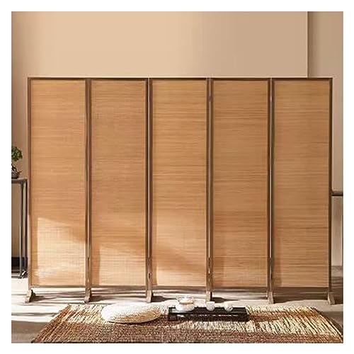 OLSKFUH Biombos Japoneses, Mamparas Plegables para Dormitorio con Soporte Y Base De Madera, Separadores Independientes para Separar Ambientes.,5 Panels-180cm/71in H