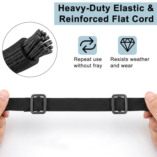 Image of STHIRA 2Pcs Adjustable Motorcycle Luggage Straps 90cm Elastic Bungee Tie Down Cords with Secure Hooks, Stretch Cargo Fastening Straps for Motorcycles, Scooters, Camping Gear, Bike Racks, Travel Bags