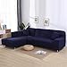 Produktbild FENFANGAN Universeller Elastischer Sofabezug,Einfarbig 2 Stück Bezüge Für Ecksofa Wohnzimmer Stretch Elastische Lförmigen Sofa Abdeckung Universal Chaise Longue Bezüge@Navy_1seater und 3 sitzer