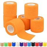 2' Self Adhesive Bandage Wraps, 6pcs Vet Wraps, Orange, 5 Yard Self Adherent Wraps for Sports, Wrist, Ankle and Swelling