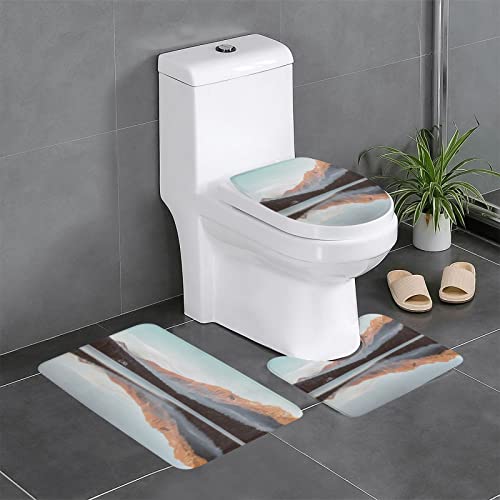 Badematten Set 3 Teilig,Toilettenmatte Set,3Er Badgarnitur Badezimmer Matte Set Dusch Bade Matte Vorleger Teppich 3D…