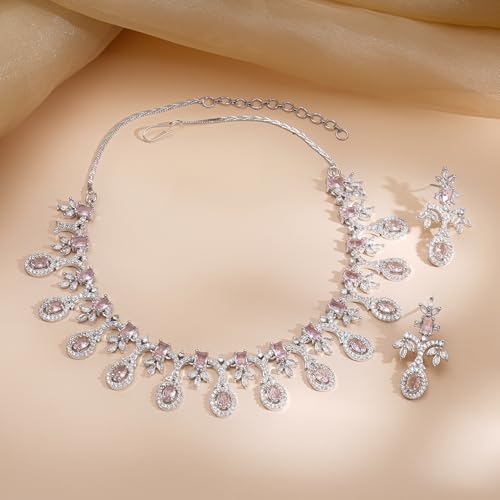 Image of Rubans AD Zircon Designer Drop Necklace Set for Women Stylish