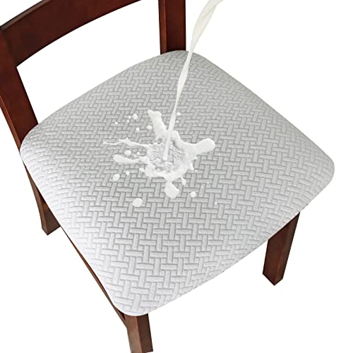 Genina Waterproof Seat Covers For Dining Room Chairs Covers Dining Chair Seat Covers Kitchen Chair Covers Slipcovers (White, 4 Pcs) #TOP29