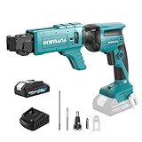 ONEMANA Visseuse à placo, 2Ah Li Ion Tournevis Électrique sans Fil 0 5000 RPM avec Moteur Brushless,filetage Fein magaziniert