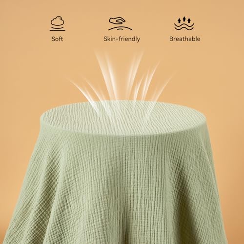 Image of TILLYOU Muslin Mini Crib Sheets 2 Pack, Pack and Play Mattress Sheets Fitted for Pack N Play, 38 x 26 Sheet for Toddler, Forest Green and Light Green