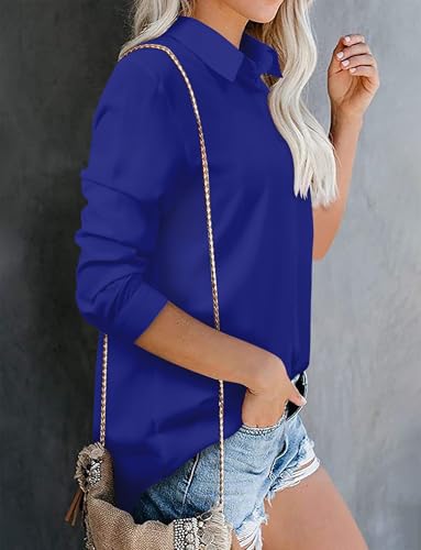 Image of Magritta Women's Shirts Fashion Casual Loose Fit Long Sleeve Button Down Lightweight Collared Blouse Tops