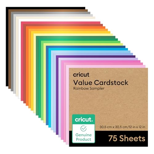 Cricut® Value Cardstock, Rainbow Sampler - 12 in x 12 in (75 Sheets)
