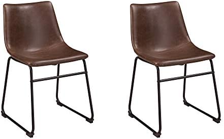 Signature Design by Ashley Mid Century Centiar Dining Bucket Chair, 2 Count, Black and Brown