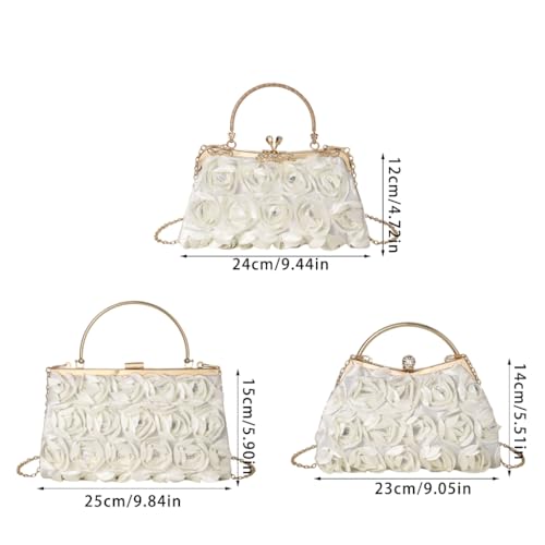 Luxurious Handbag Rose Decoration Evening Bag Stylish Shoulder Purse with Chain Strap For Bride And Bridesmaids3