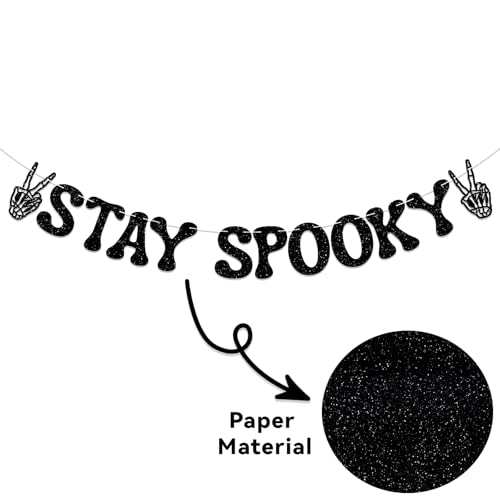Panneau squelette de paix Stay Spooky pailleté pour mur et buffet Halloween - 4