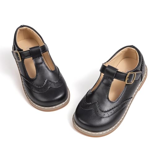 Image of Boy's Girl's Classic T-Strap Dress Shoes Wedding Party Church School Uniform Oxford for Toddler /Little Kid