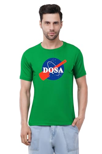 Image of Caseria Men's Cotton Printed T-Shirt -Dosa | 100% Cotton | Half Sleeves | Regular Fit | Printed | Round Neck | Graphic T Shirt