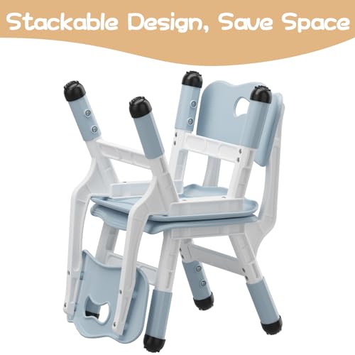 TackView Chairs Set of 2,3-Stage Height-Adjustable Plastic Kids Chairs for Children Ages 2-6, Ideal for Home, School & Playroom (Light Grey) by Tackview - Image 4