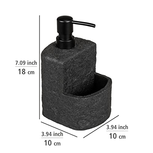 WENKO Dishwashing liquid dispenser Festival Stone black, refillable soap dispenser in stone look, high-quality polyresin - Image 3
