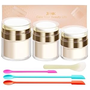 JPNK Airless Pump Bottles Empty Cosmetic Container with Silicone Spatula Set for Creams Gels Lotion Toiletry (New Gold)
