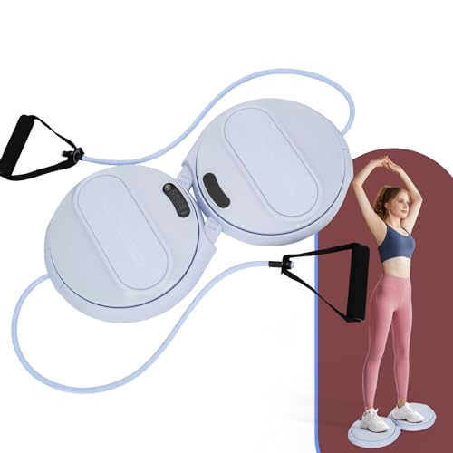 Máquina giratoria de cintura, tabla abdominal inteligente con contador de calorías/tiempo y bandas de resistencia, quemador de grasa abdominal ajustable para entrenamientos en casa, fitness para