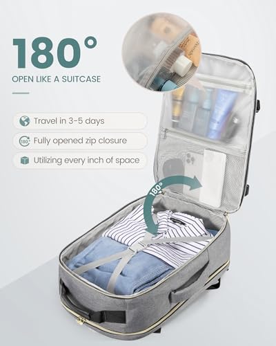 Image of LOVEVOOK 40L Travel Backpack Flight Approved Carry on Backpack,3 Packing Cubes,Waterproof Personal Item Travel Bag,TSA Carry on Luggage Suitcase Travel Essentials,Gifts for Women & Men,fits 17 inch Laptop