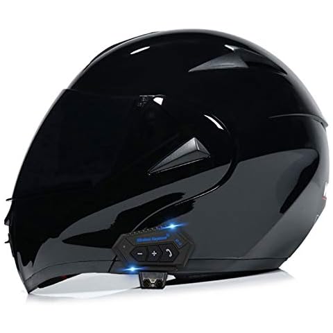 ZhangHai Casco de Moto Bluetooth Integrado con Doble Visera Cover