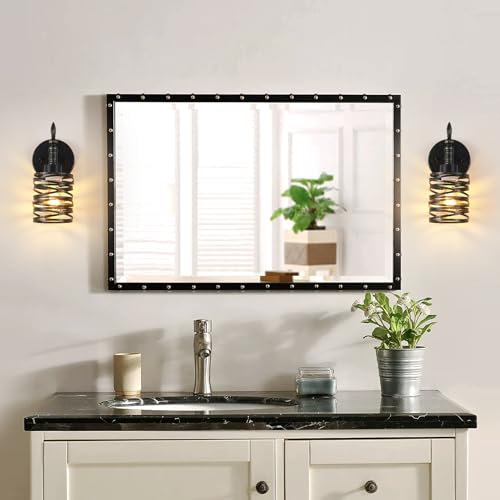 Image of Brushed Bronze Vanity Light, 1-Light Bathroom Light Fixtures Over Mirror, Modern Wall Sconce with Metal Cage, Industrial Wall Mount Lamp for Hallway Porch Bedroom, Kitchen Living Room
