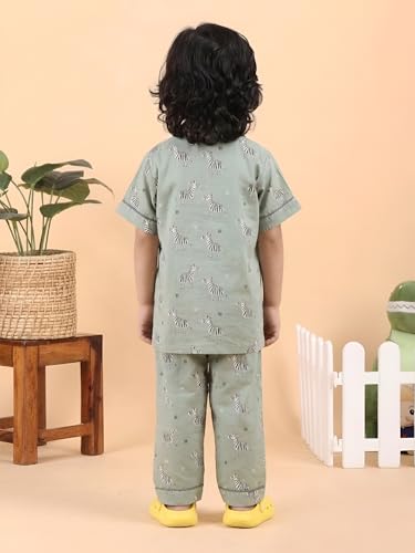Image of POLKA TOTS 100% Pure Cotton Half Sleeve Night Suit for Kids, Girls & Boys | Cotton Pyjama Set | Unisex Night Dress for Children | Night Suit for Girls |Sleepwear for Kids | Winter Night Dress for Boys
