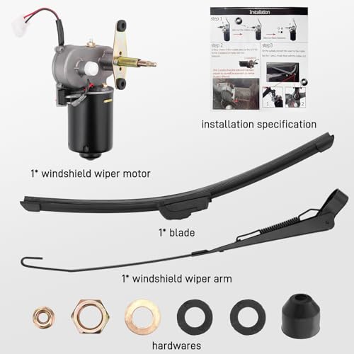 Image of JERBOR UTV Electric Windshield Wiper Moto Kit Fit for Hisun Can Am RZR Ranger Defender Pro 12V 30W 16 inch Wiper Blade