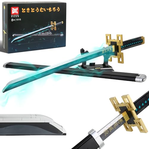 Noijilpi Swords Building Block Model Sets 39in Samurai Sword with Scabbard and Stand Anime Sword Toy Katana Gift for Adults and Kids771Pcs
