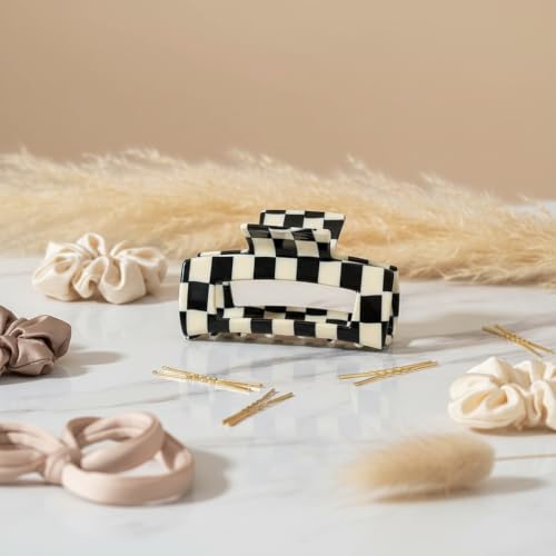 Pinzas para cabello con diseño a cuadros color carey miniatura 5